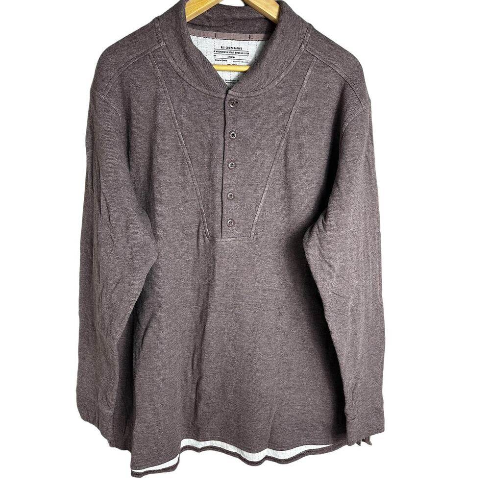 REI Cooperative Long‎ Sleeve Henley Shirt Size 2XLarge Thermal Layers Warm